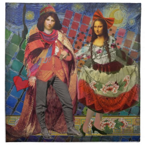 Mona Lisa Romantic Funny Colorful Artwork Cloth Napkin