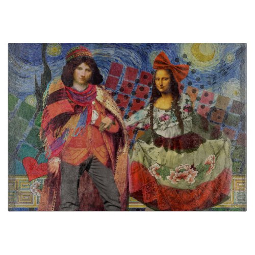 Mona Lisa Romantic Funny Colorful Artwork Cutting Board