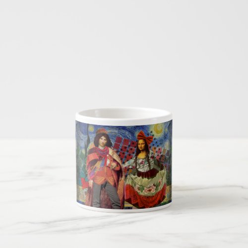 Mona Lisa Romantic Funny Colorful Artwork Espresso Cup