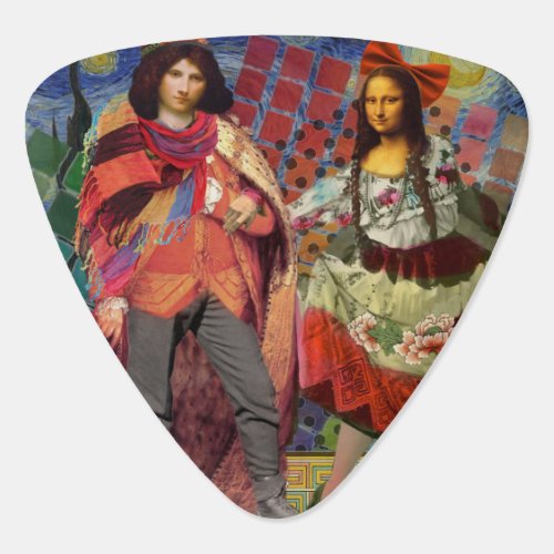 Mona Lisa Romantic Funny Colorful Artwork Guitar Pick