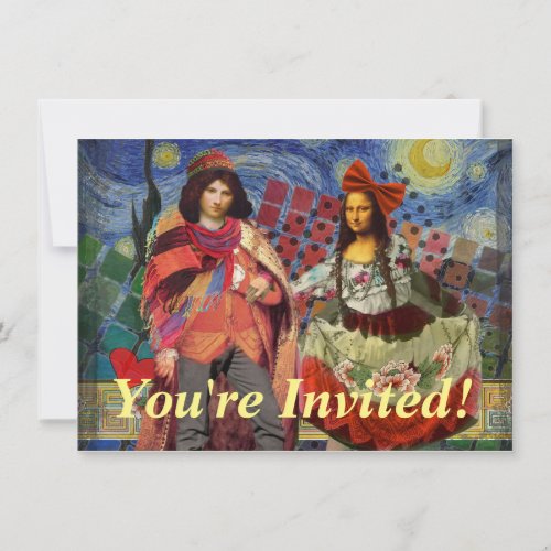 Mona Lisa Romantic Funny Colorful Artwork Invitation