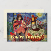 Mona Lisa Romantic Funny Colorful Artwork Invitation (Front/Back)