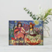 Mona Lisa Romantic Funny Colorful Artwork Invitation (Standing Front)