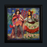 Mona Lisa Romantic Funny Colorful Artwork Keepsake Box<br><div class="desc">This wonderful invitation takes elements from the Mona Lisa and Van Gogh's Starry night to make an exceptionally unique and whimsical wedding theme stationary for an invitation, thank you, table number, and more! The Mona Lisa - This image features the Mona Lisa with her man, dancing in whimsical boho fashion...</div>