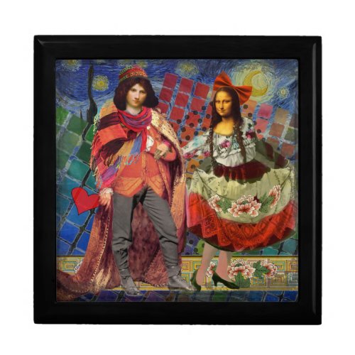 Mona Lisa Romantic Funny Colorful Artwork Keepsake Box