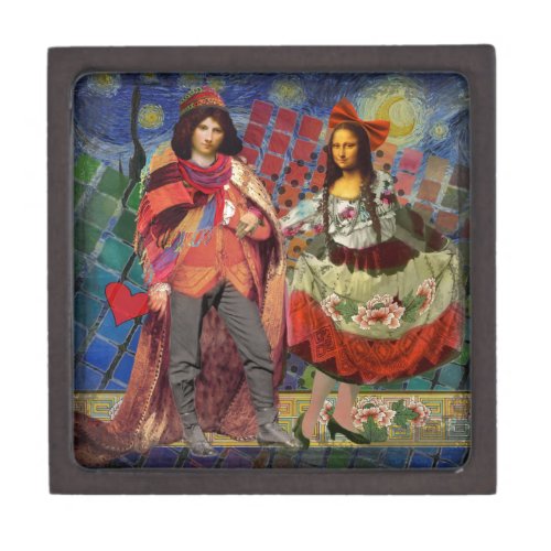 Mona Lisa Romantic Funny Colorful Artwork Keepsake Box