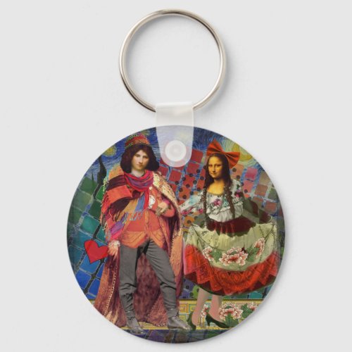 Mona Lisa Romantic Funny Colorful Artwork Keychain