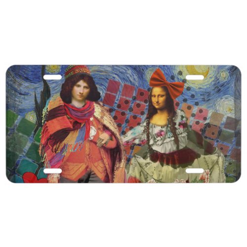 Mona Lisa Romantic Funny Colorful Artwork License Plate