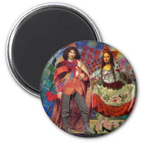 Mona Lisa Romantic Funny Colorful Artwork Magnet