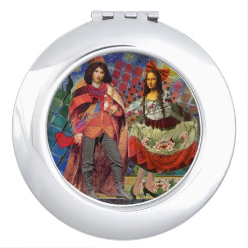 Mona Lisa Romantic Funny Colorful Artwork Makeup Mirror