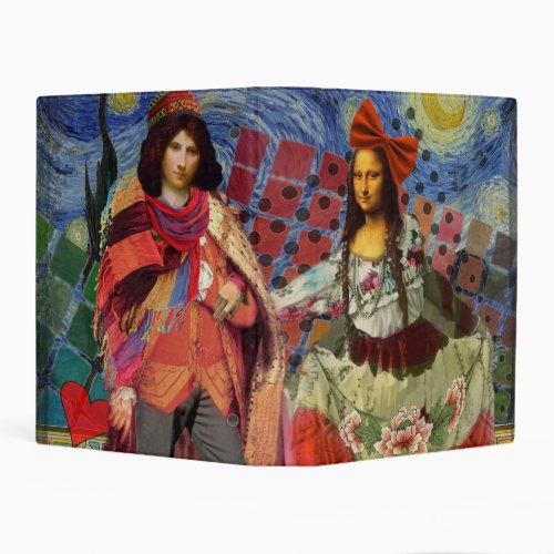 Mona Lisa Romantic Funny Colorful Artwork Mini Binder