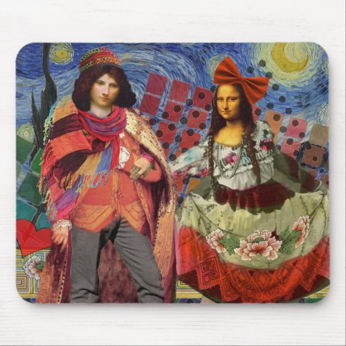 Mona Lisa Romantic Funny Colorful Artwork Mouse Pad