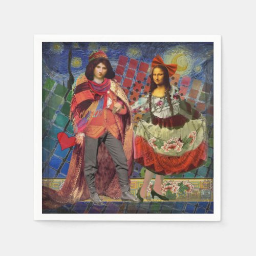 Mona Lisa Romantic Funny Colorful Artwork Napkins