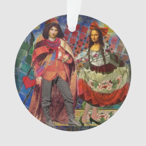 Mona Lisa Romantic Funny Colorful Artwork Ornament