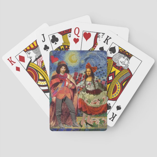 Mona Lisa Romantic Funny Colorful Artwork Poker Cards (Back)