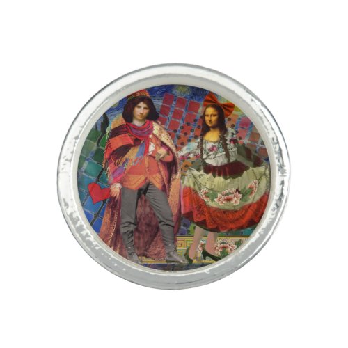 Mona Lisa Romantic Funny Colorful Artwork Ring