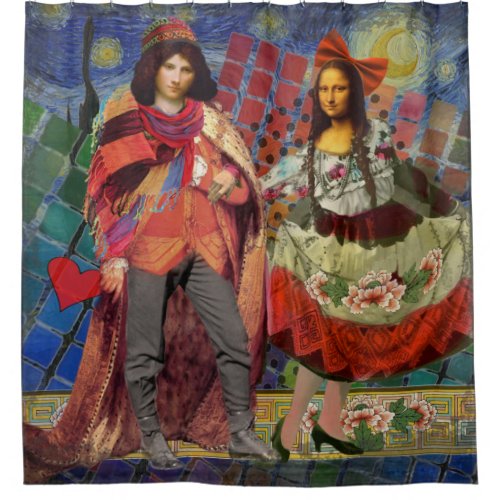 Mona Lisa Romantic Funny Colorful Artwork Shower Curtain