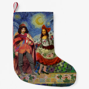 Mona Lisa Romantic Funny Colorful Artwork Small Christmas Stocking