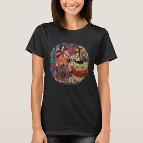 Mona Lisa Romantic Funny Colorful Artwork T_Shirt