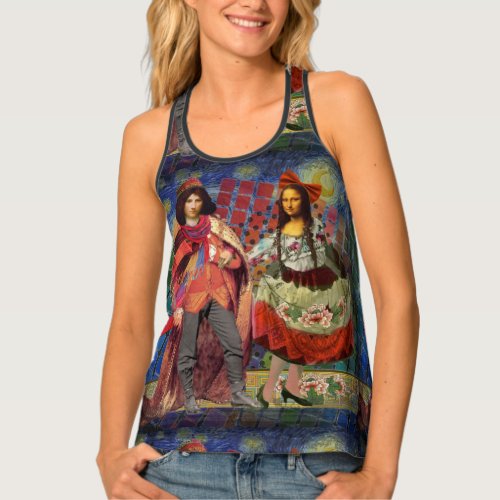 Mona Lisa Romantic Funny Colorful Artwork Tank Top