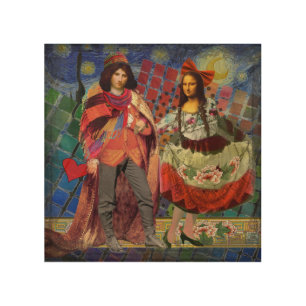 Mona Lisa Romantic Funny Colorful Artwork Wood Wall Art