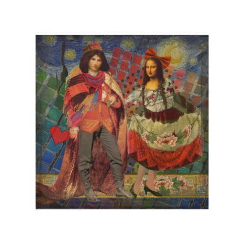 Mona Lisa Romantic Funny Colorful Artwork Wood Wall Art