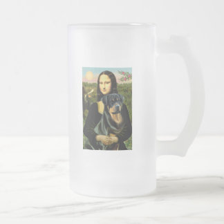 Mona Lisa - Rottweiler (#3) Frosted Glass Beer Mug