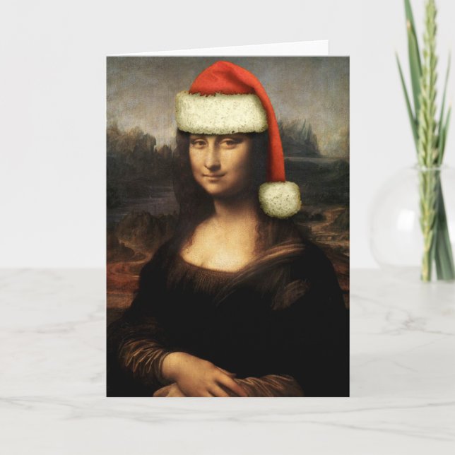 Mona Lisa Santa Greeting Card (Front)