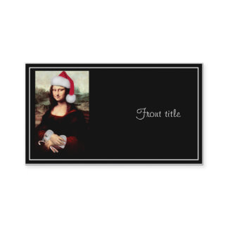 Mona Lisa Santa Hat Christmas Business Card