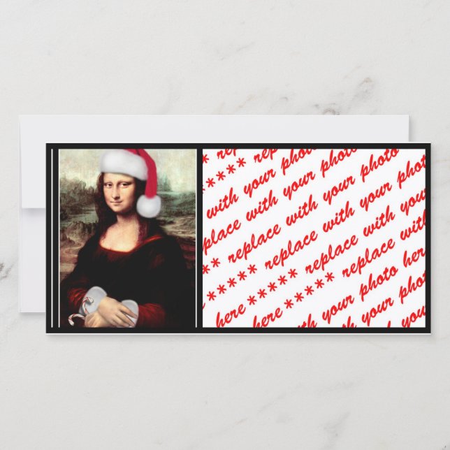 Mona Lisa Santa Hat Christmas Holiday Card (Front)