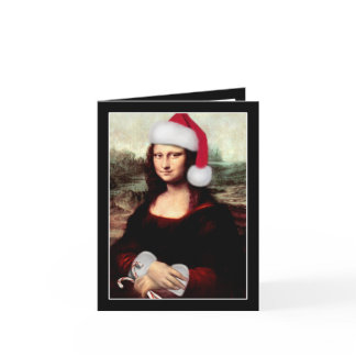 Mona Lisa Santa Hat Christmas Holiday Card
