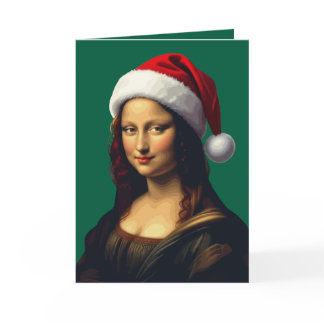 Mona Lisa Santa Hat Christmas Holiday Cut Out