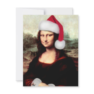 Mona Lisa Santa Hat Christmas Invitation