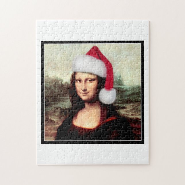 Mona Lisa Santa Hat Christmas Jigsaw Puzzle (Vertical)