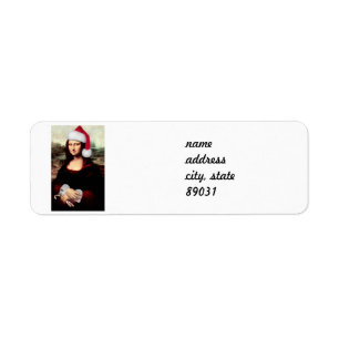 Mona Lisa Santa Hat Christmas Label