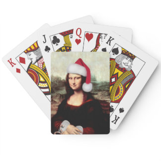 Mona Lisa Santa Hat Christmas Poker Cards