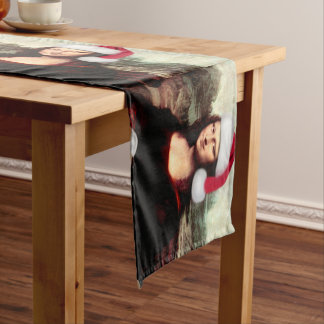 Mona Lisa Santa Hat Christmas Short Table Runner