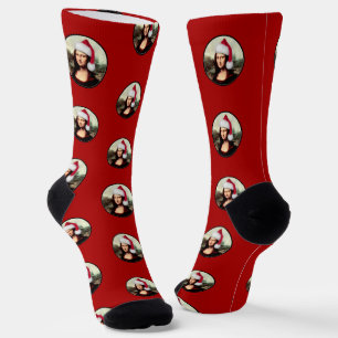 Mona Lisa Santa Hat Christmas Socks