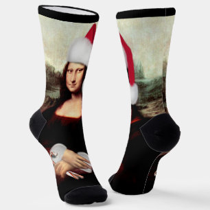 Mona Lisa Santa Hat Christmas Socks