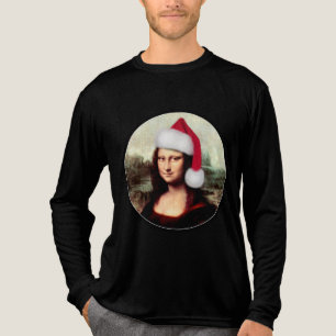 Mona Lisa Santa Hat Christmas Tri-Blend Shirt