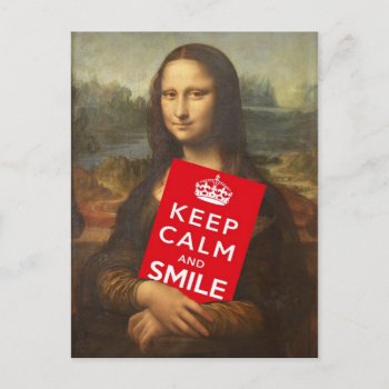 Mona Lisa Says Keep Calm And Smile Postcard by Emangl3D at Zazzle