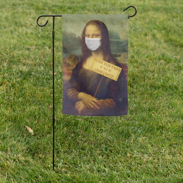Mona Lisa Says Please Wear a Mask Garden Flag (In SItu)