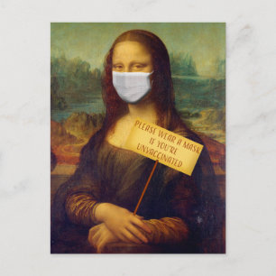 Mona Lisa Says Please Wear a Mask Postcard