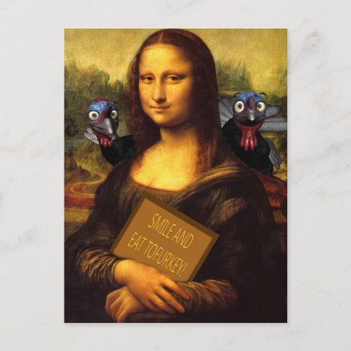 Mona Lisa Says Smile And Eat Tofurkey Postcard