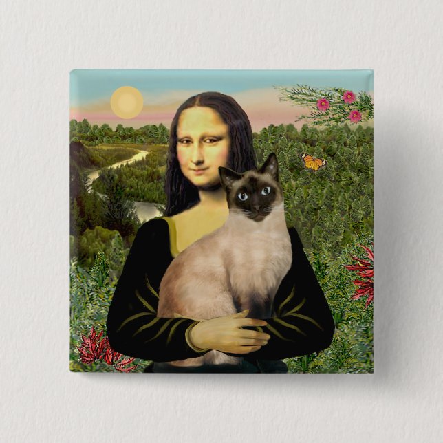 Mona Lisa - Seal Point Siamese cat Pinback Button (Front)