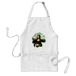 Mona Lisa St. Patrick's Day Clover Adult Apron