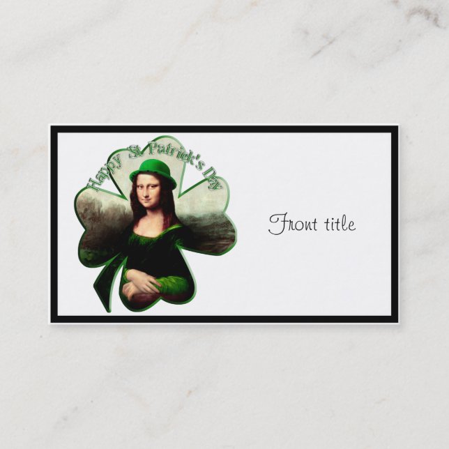 Mona Lisa St. Patrick's Day Clover Business Card (Front)