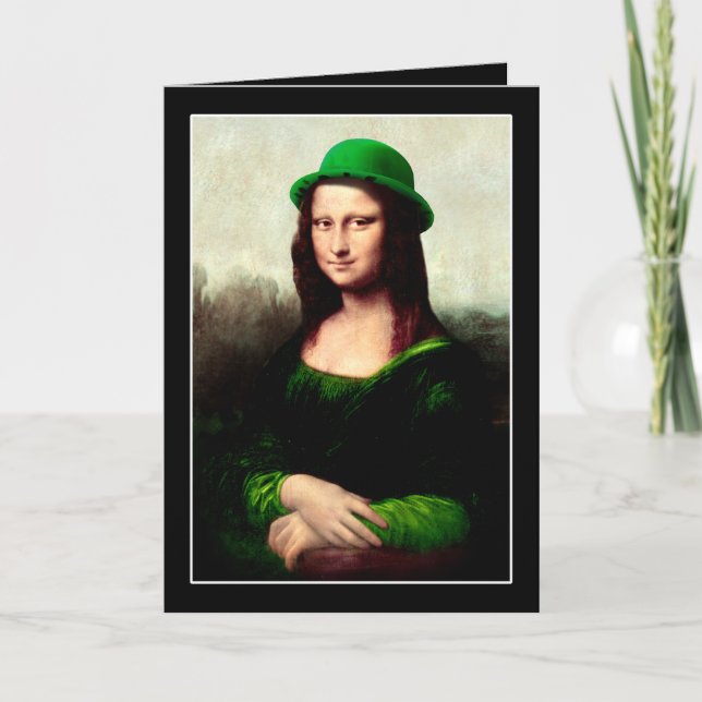 Mona Lisa St. Patrick's Day Clover Card (Front)
