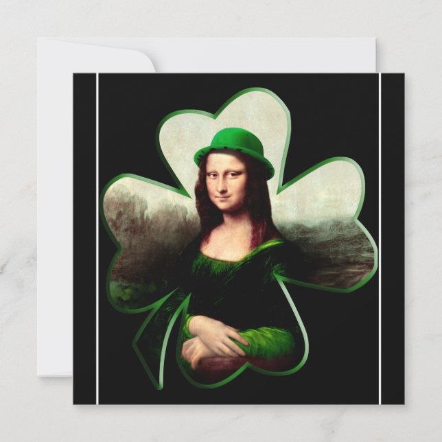 Mona Lisa St. Patrick's Day Clover Invitation (Front)
