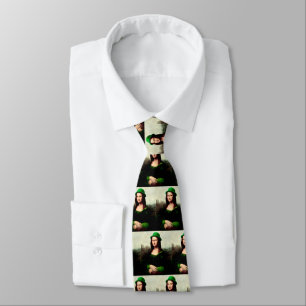 Mona Lisa St. Patrick's Day Clover Neck Tie